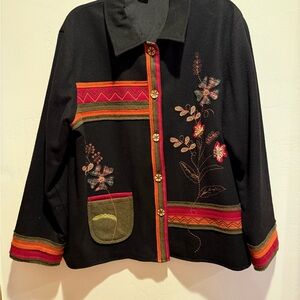 Breckenridge Black Jacket with Colorful Embroidery